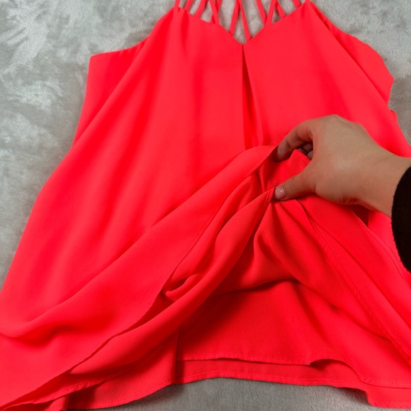 Express Neon Coral Strappy Racerback Tank Top XS - Picture 4 of 8